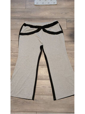 Silver Black Stretch Flare Wide Leg Pull On Pants Disco Y2K Plus Size